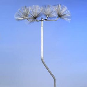 Stainless Steel Ultra-Sharp Point (Fuzzy Ball) Candelabra Air Terminals w/ Offset